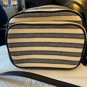 Striped Black and Cream Crossbody Bag